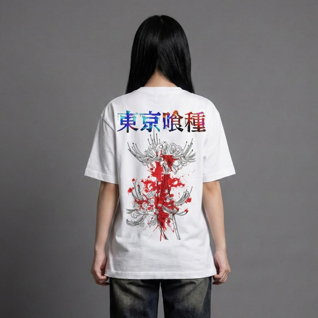 Akaame Studio™ - Red Spider Lily Graphic Tee - Dark Fantasy Ghoul Shirt