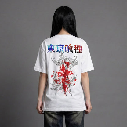 Akaame Studio™ - Red Spider Lily Graphic Tee - Dark Fantasy Ghoul Shirt