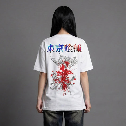 Akaame Studio™ - Red Spider Lily Graphic Tee - Dark Fantasy Ghoul Shirt