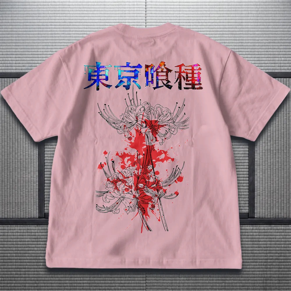 Akaame Studio™ - Red Spider Lily Graphic Tee - Dark Fantasy Ghoul Shirt