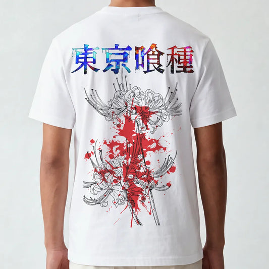 Akaame Studio™ - Red Spider Lily Graphic Tee - Dark Fantasy Ghoul Shirt